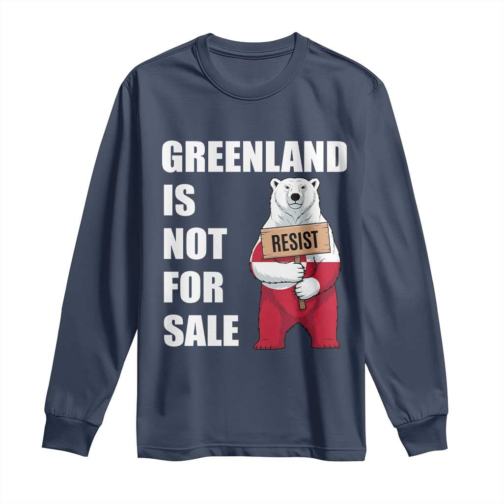 Greenland Not For Sale Long Sleeve Shirt Anti Authoritarian Political Gag Gift TS12 Navy Print Your Wear