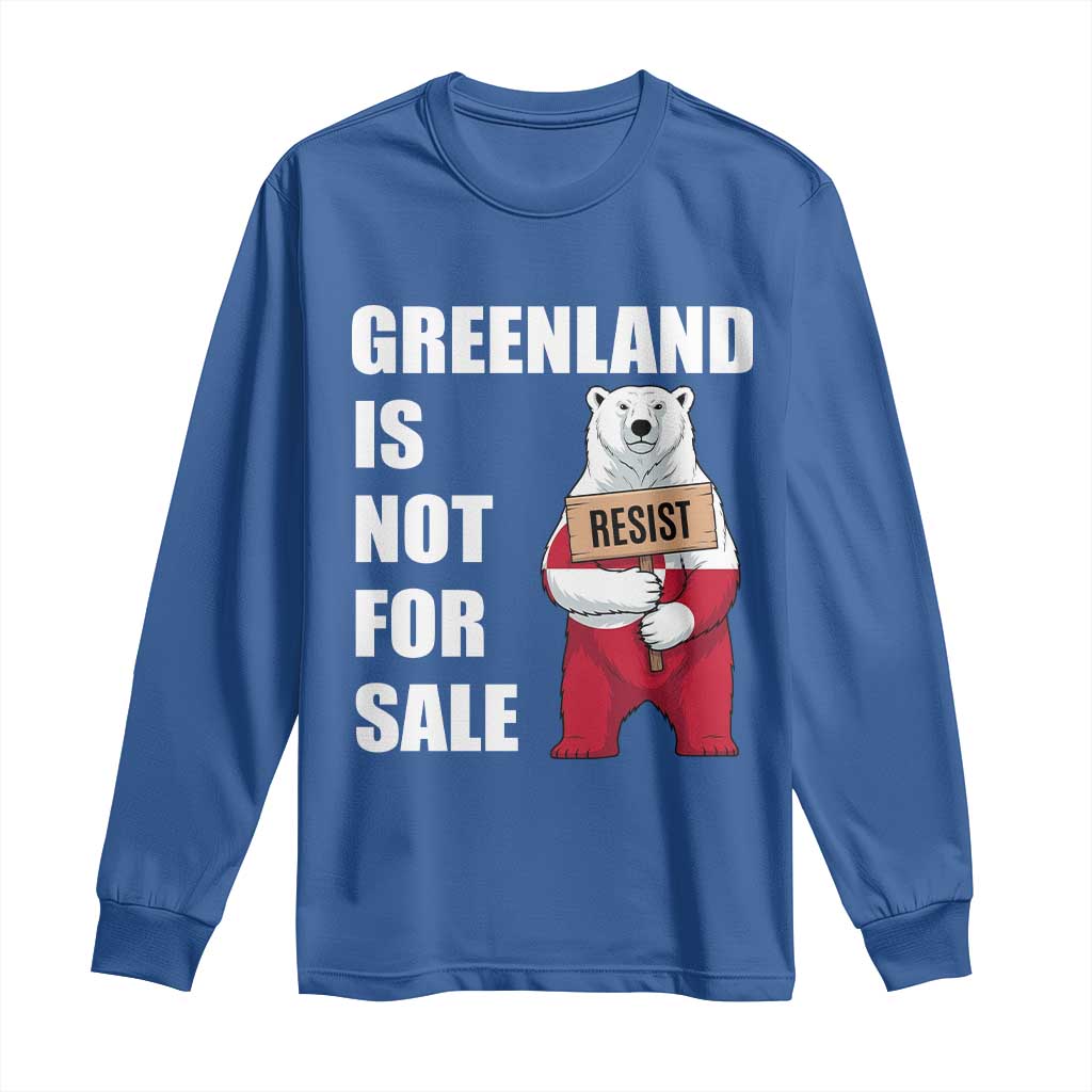 Greenland Not For Sale Long Sleeve Shirt Anti Authoritarian Political Gag Gift TS12 Royal Blue Print Your Wear