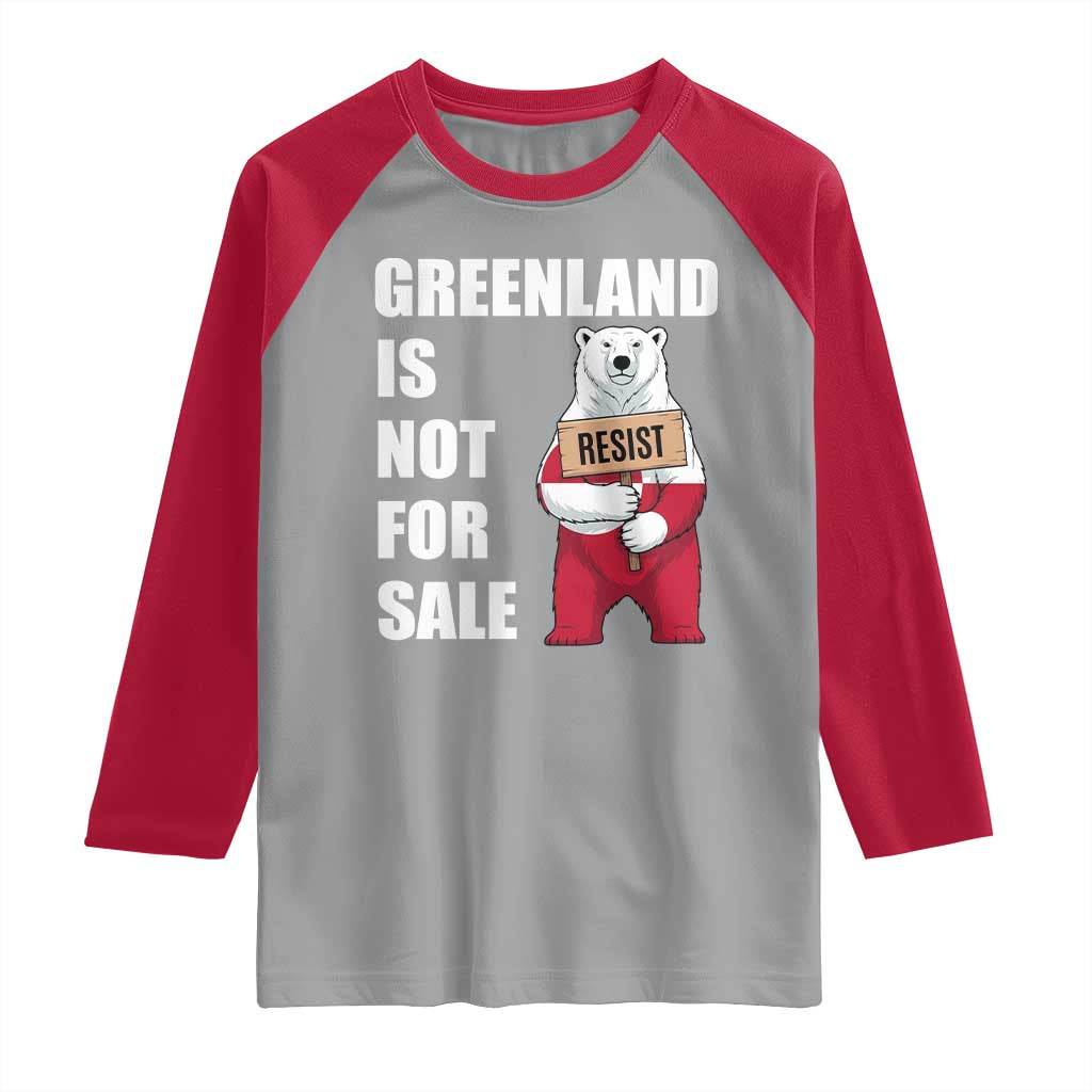 Greenland Not For Sale Raglan Shirt Anti Authoritarian Political Gag Gift TS12 Sport Gray Red Print Your Wear