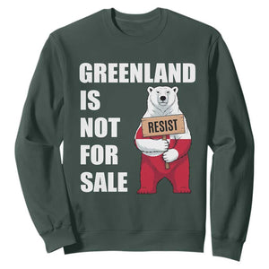 Greenland Not For Sale Sweatshirt Anti Authoritarian Political Gag Gift TS12 Dark Forest Green Print Your Wear