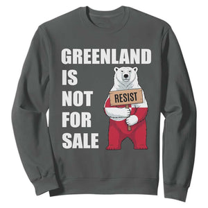 Greenland Not For Sale Sweatshirt Anti Authoritarian Political Gag Gift TS12 Dark Heather Print Your Wear