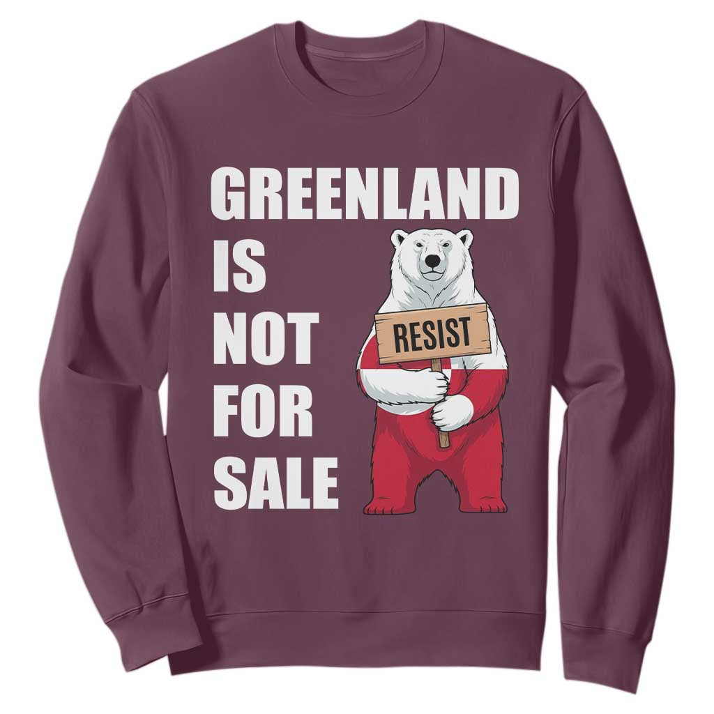 Greenland Not For Sale Sweatshirt Anti Authoritarian Political Gag Gift TS12 Maroon Print Your Wear