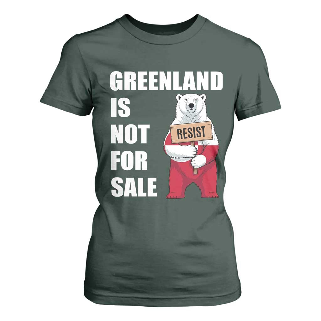 Greenland Not For Sale T Shirt For Women Anti Authoritarian Political Gag Gift TS12 Dark Forest Green Print Your Wear