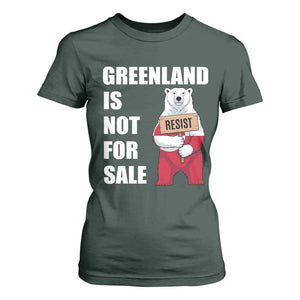 Greenland Not For Sale T Shirt For Women Anti Authoritarian Political Gag Gift TS12 Dark Forest Green Print Your Wear