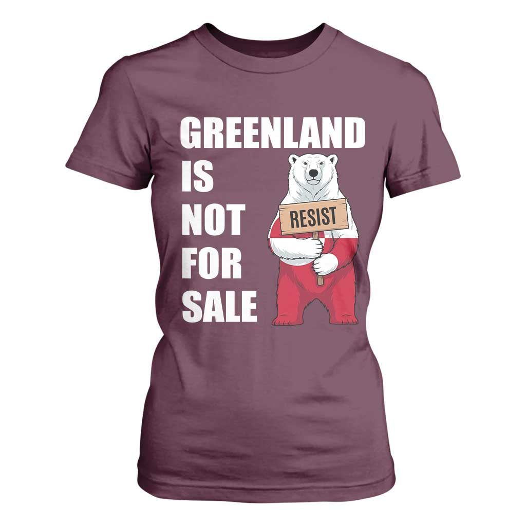 Greenland Not For Sale T Shirt For Women Anti Authoritarian Political Gag Gift TS12 Maroon Print Your Wear