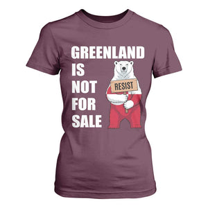 Greenland Not For Sale T Shirt For Women Anti Authoritarian Political Gag Gift TS12 Maroon Print Your Wear