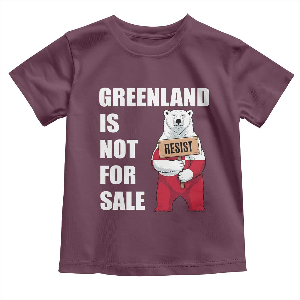 Greenland Not For Sale Toddler T Shirt Anti Authoritarian Political Gag Gift TS12 Maroon Print Your Wear