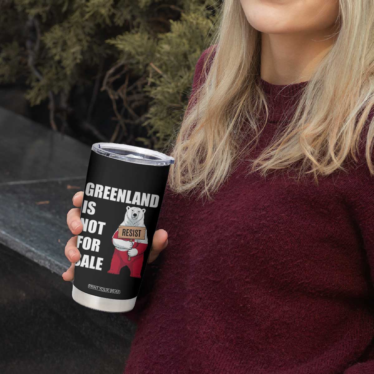 Greenland Not For Sale Tumbler Cup Anti Authoritarian Political Gag Gift TS12 Print Your Wear
