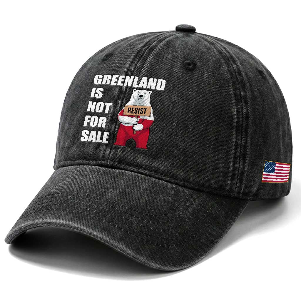 Greenland Not For Sale Washed Cotton Baseball Cap Anti Authoritarian Political Gag Gift TS12 Print Your Wear