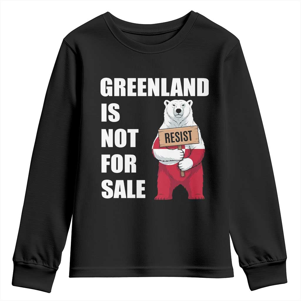 Greenland Not For Sale Youth Sweatshirt Anti Authoritarian Political Gag Gift TS12 Black Print Your Wear
