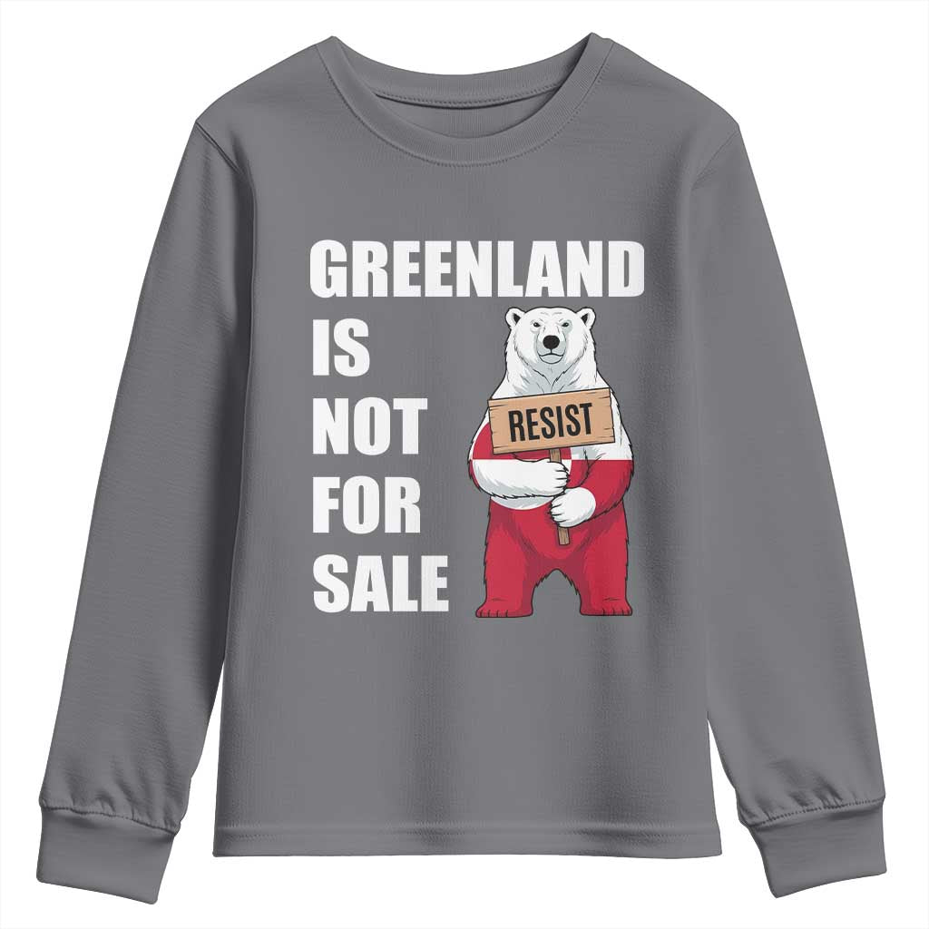 Greenland Not For Sale Youth Sweatshirt Anti Authoritarian Political Gag Gift TS12 Charcoal Print Your Wear
