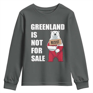Greenland Not For Sale Youth Sweatshirt Anti Authoritarian Political Gag Gift TS12 Dark Heather Print Your Wear