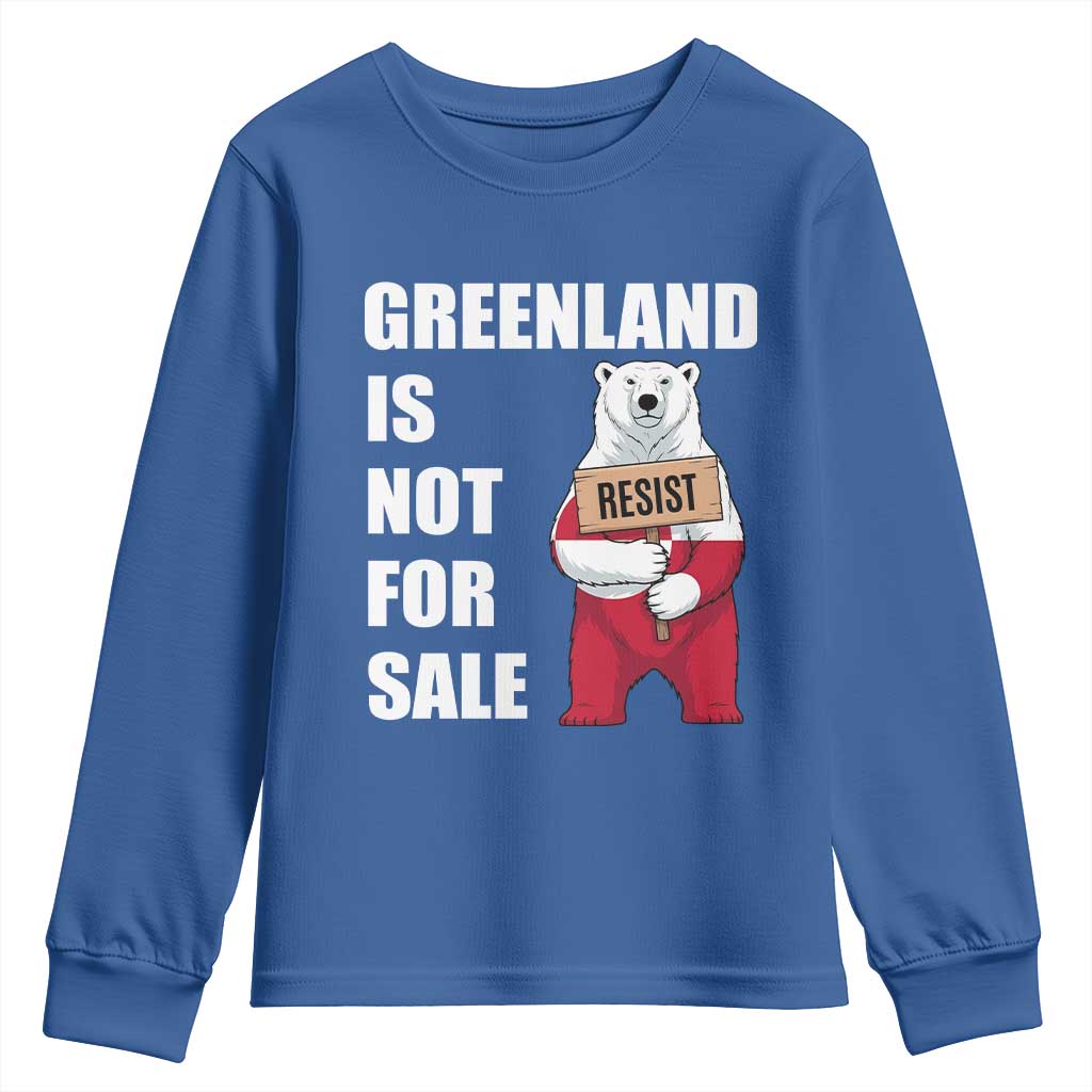 Greenland Not For Sale Youth Sweatshirt Anti Authoritarian Political Gag Gift TS12 Royal Blue Print Your Wear