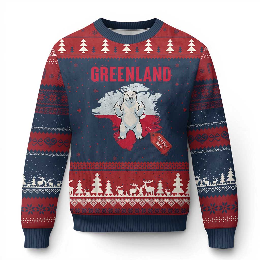 Greenland Is Not For Sale Ugly Christmas Sweater Support Greenlander Gift TS12 Navy Red Print Your Wear