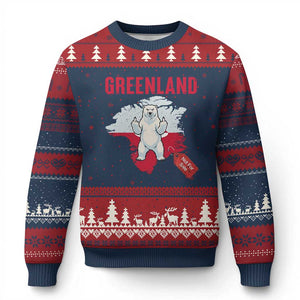 Greenland Is Not For Sale Ugly Christmas Sweater Support Greenlander Gift TS12 Navy Red Print Your Wear