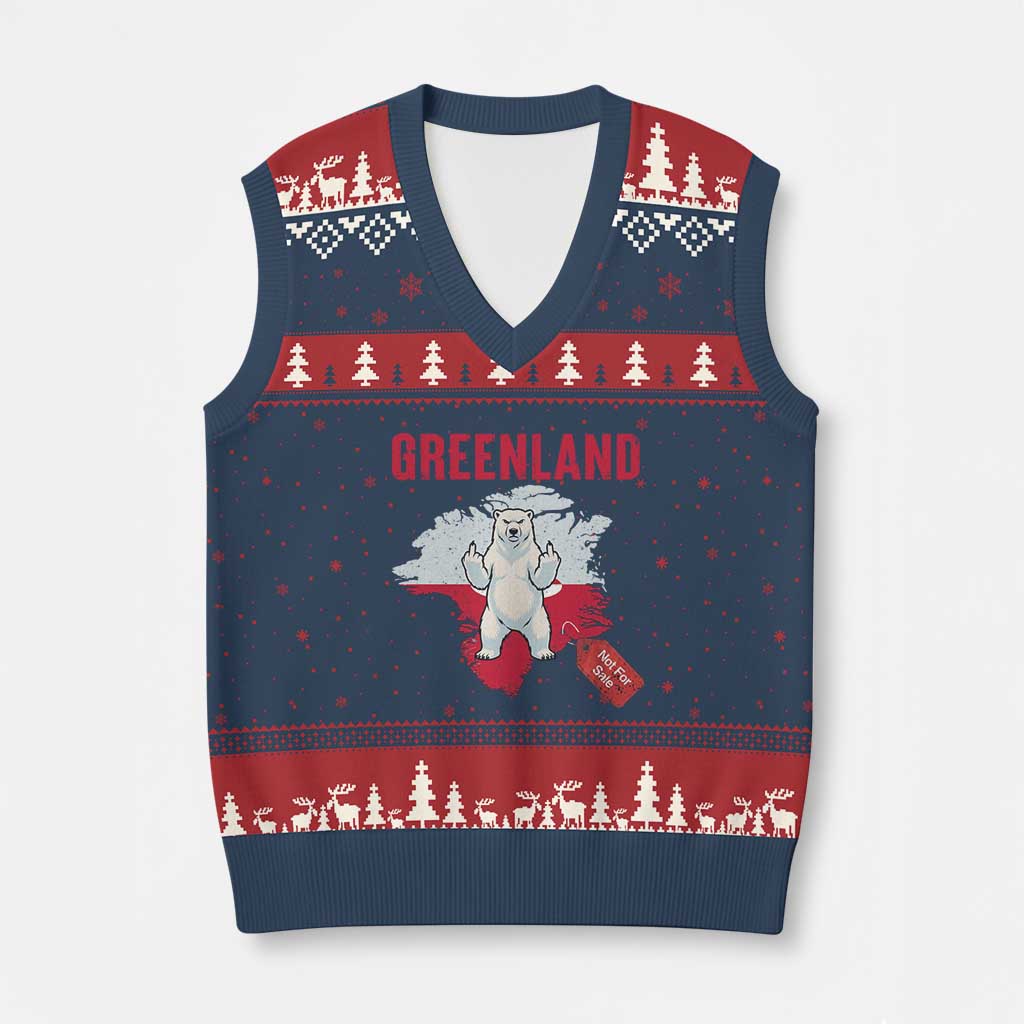 Greenland Is Not For Sale V-Neck Knit Sweater Vest Support Greenlander Gift TS12 Navy Red Print Your Wear