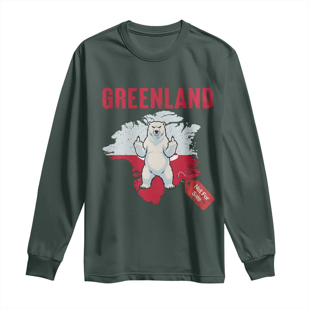 Greenland Is Not For Sale Long Sleeve Shirt Support Greenlander Gift TS12 Dark Forest Green Print Your Wear
