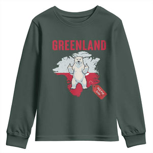 Greenland Is Not For Sale Youth Sweatshirt Support Greenlander Gift TS12 Dark Forest Green Print Your Wear