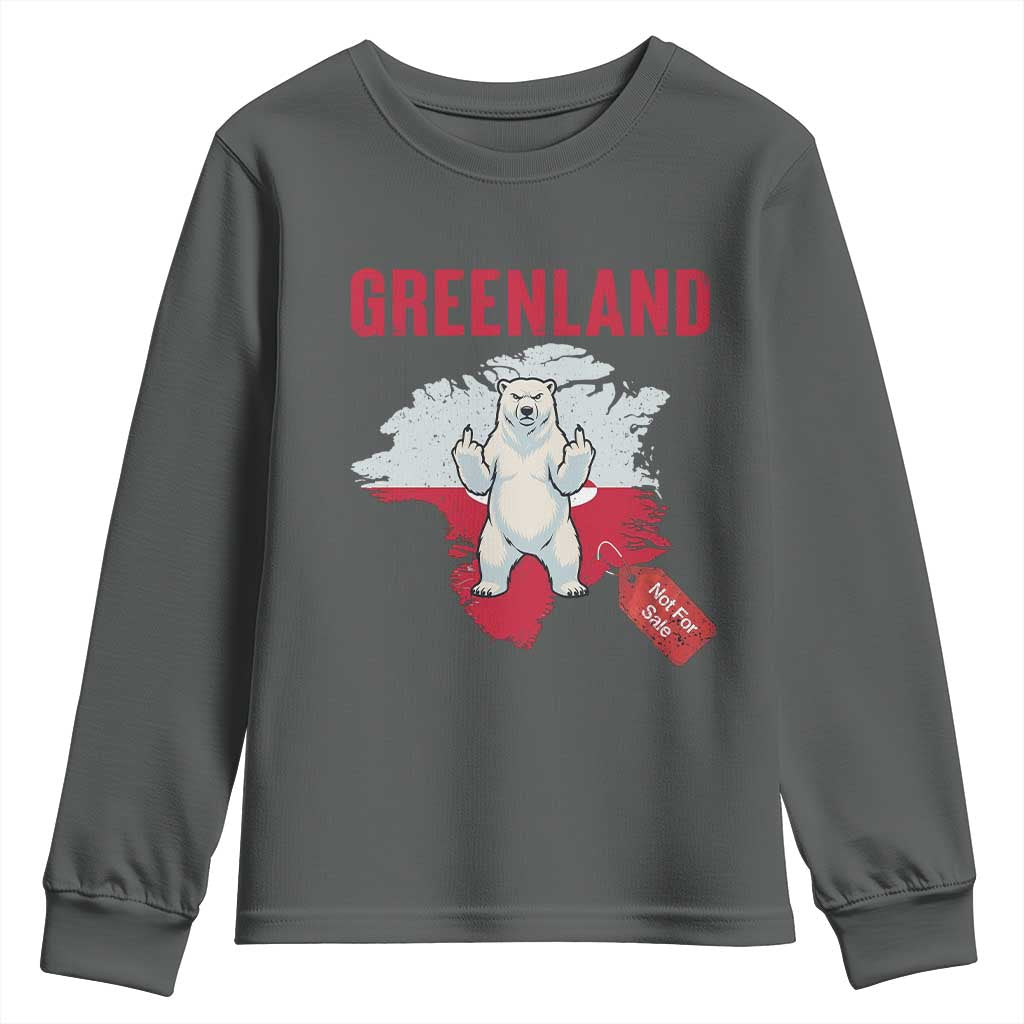 Greenland Is Not For Sale Youth Sweatshirt Support Greenlander Gift TS12 Dark Heather Print Your Wear