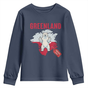 Greenland Is Not For Sale Youth Sweatshirt Support Greenlander Gift TS12 Navy Print Your Wear