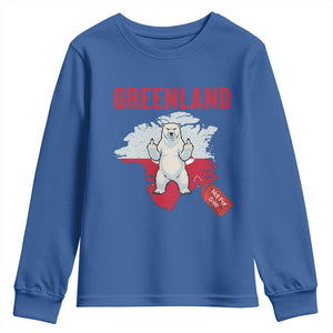 Greenland Is Not For Sale Youth Sweatshirt Support Greenlander Gift TS12 Royal Blue Print Your Wear