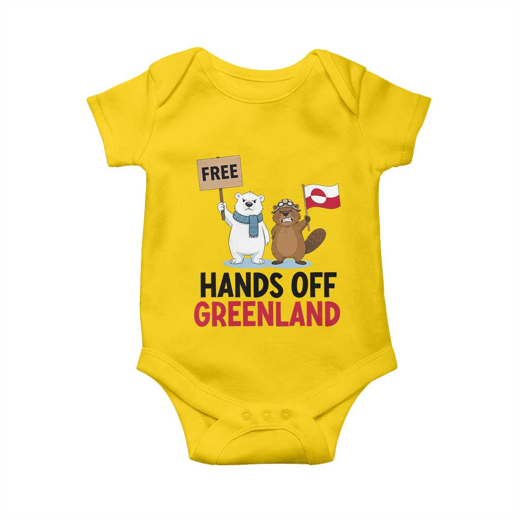 Funny Polar Bear Political Protest Baby Onesie Hands Off Greenland TS12 Daisy Print Your Wear