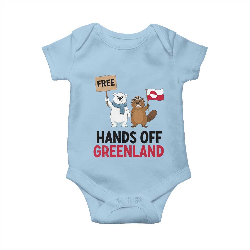 Funny Polar Bear Political Protest Baby Onesie Hands Off Greenland TS12 Light Blue Print Your Wear