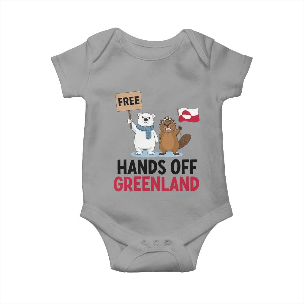 Funny Polar Bear Political Protest Baby Onesie Hands Off Greenland TS12 Sport Gray Print Your Wear