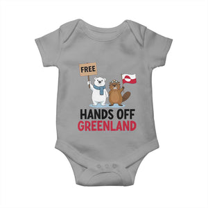 Funny Polar Bear Political Protest Baby Onesie Hands Off Greenland TS12 Sport Gray Print Your Wear