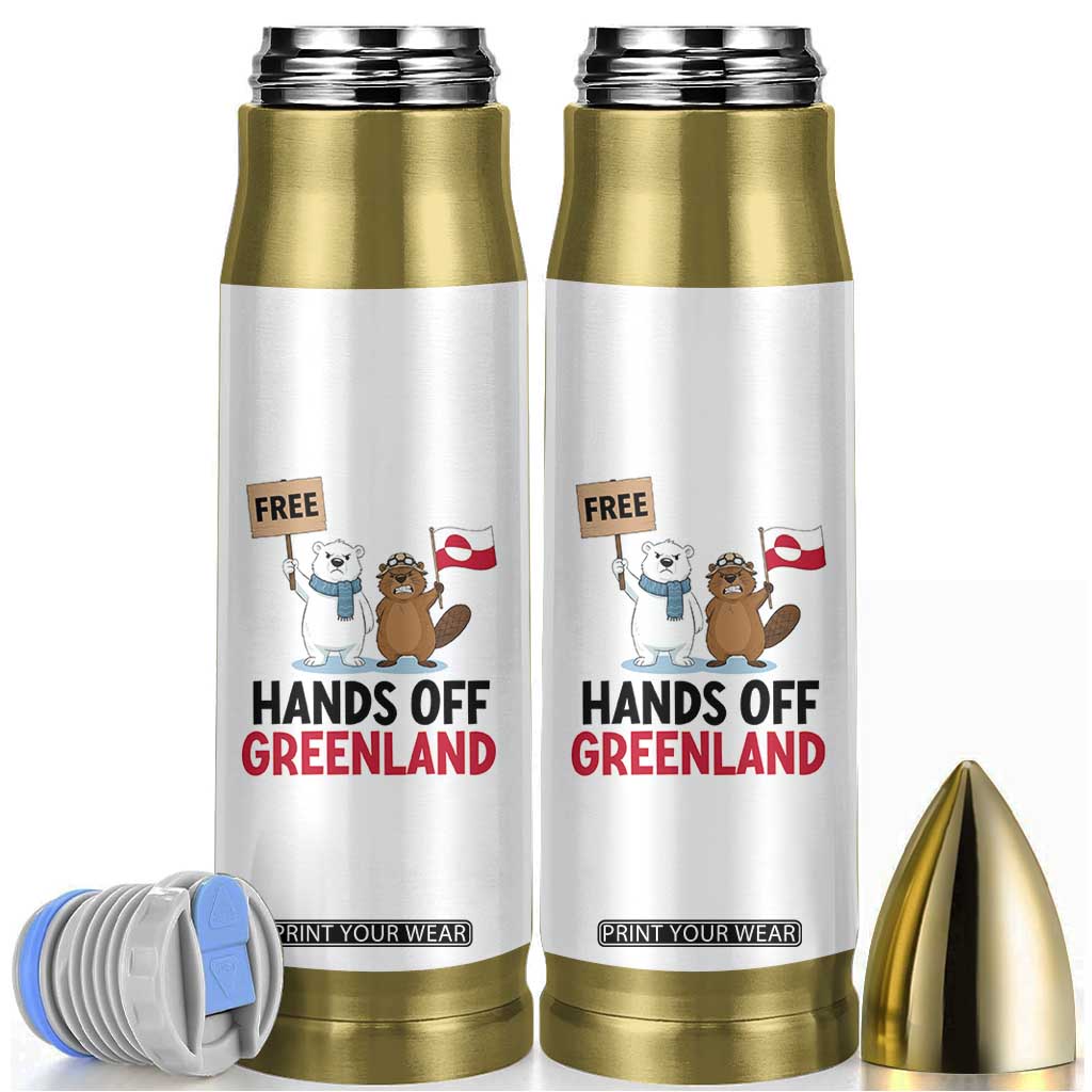 Funny Polar Bear Political Protest Bullet Tumbler Hands Off Greenland TS12 White Print Your Wear