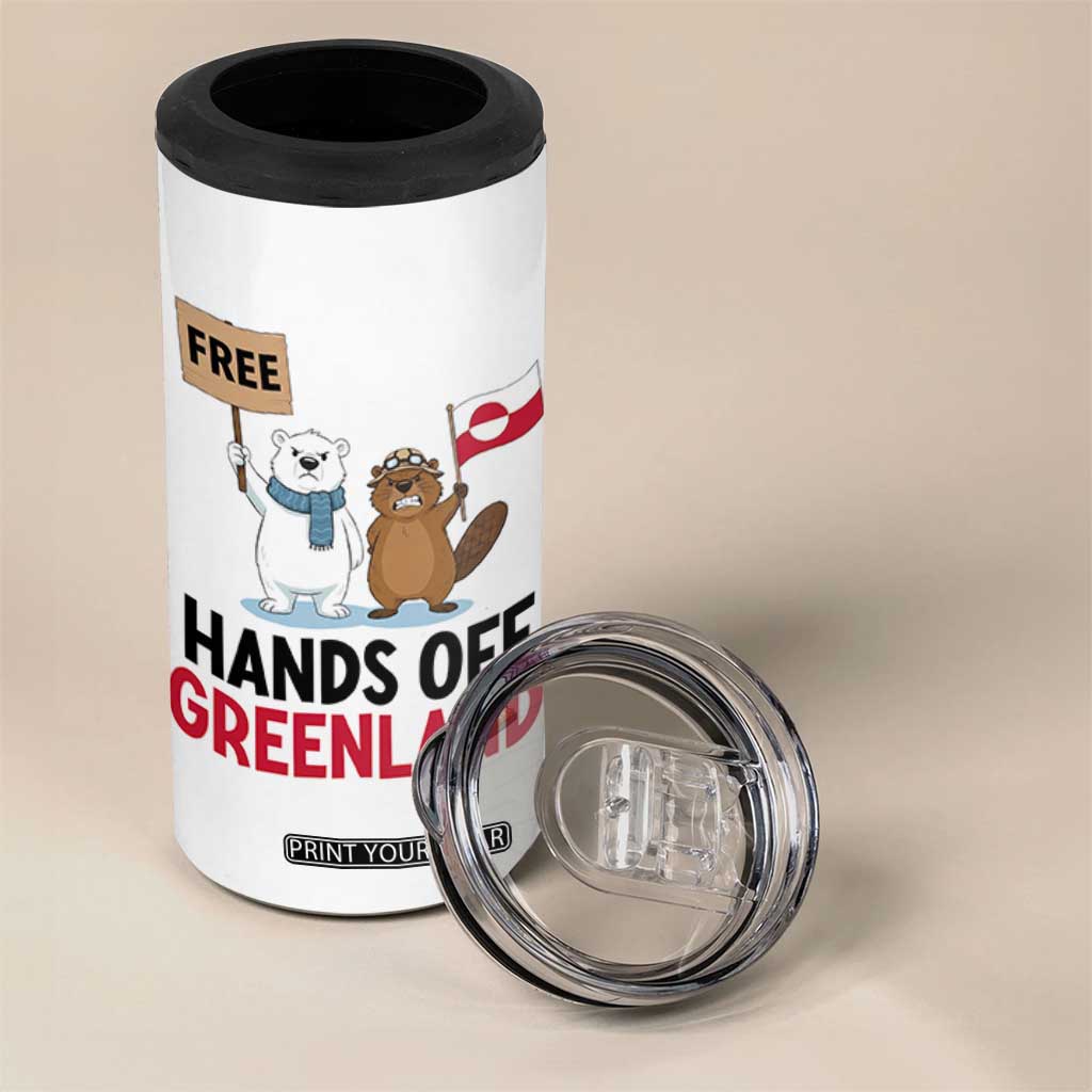 Funny Polar Bear Political Protest 4 in 1 Can Cooler Tumbler Hands Off Greenland TS12 Print Your Wear
