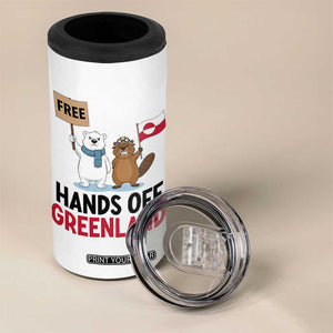 Funny Polar Bear Political Protest 4 in 1 Can Cooler Tumbler Hands Off Greenland TS12 Print Your Wear
