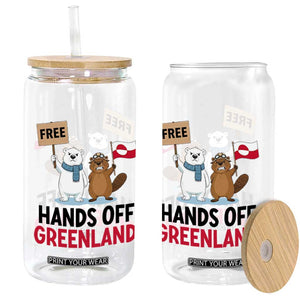 Funny Polar Bear Political Protest Glass Can Hands Off Greenland TS12 Print Your Wear