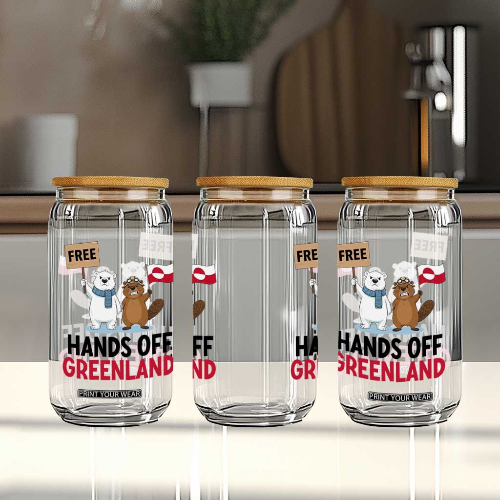 Funny Polar Bear Political Protest Glass Can Hands Off Greenland TS12 Print Your Wear
