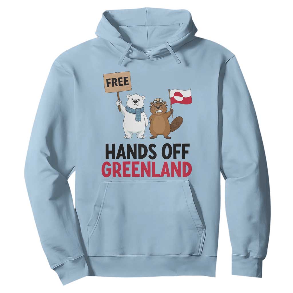 Funny Polar Bear Political Protest Hoodie Hands Off Greenland TS12 Light Blue Print Your Wear
