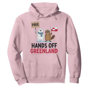 Funny Polar Bear Political Protest Hoodie Hands Off Greenland TS12 Light Pink Print Your Wear