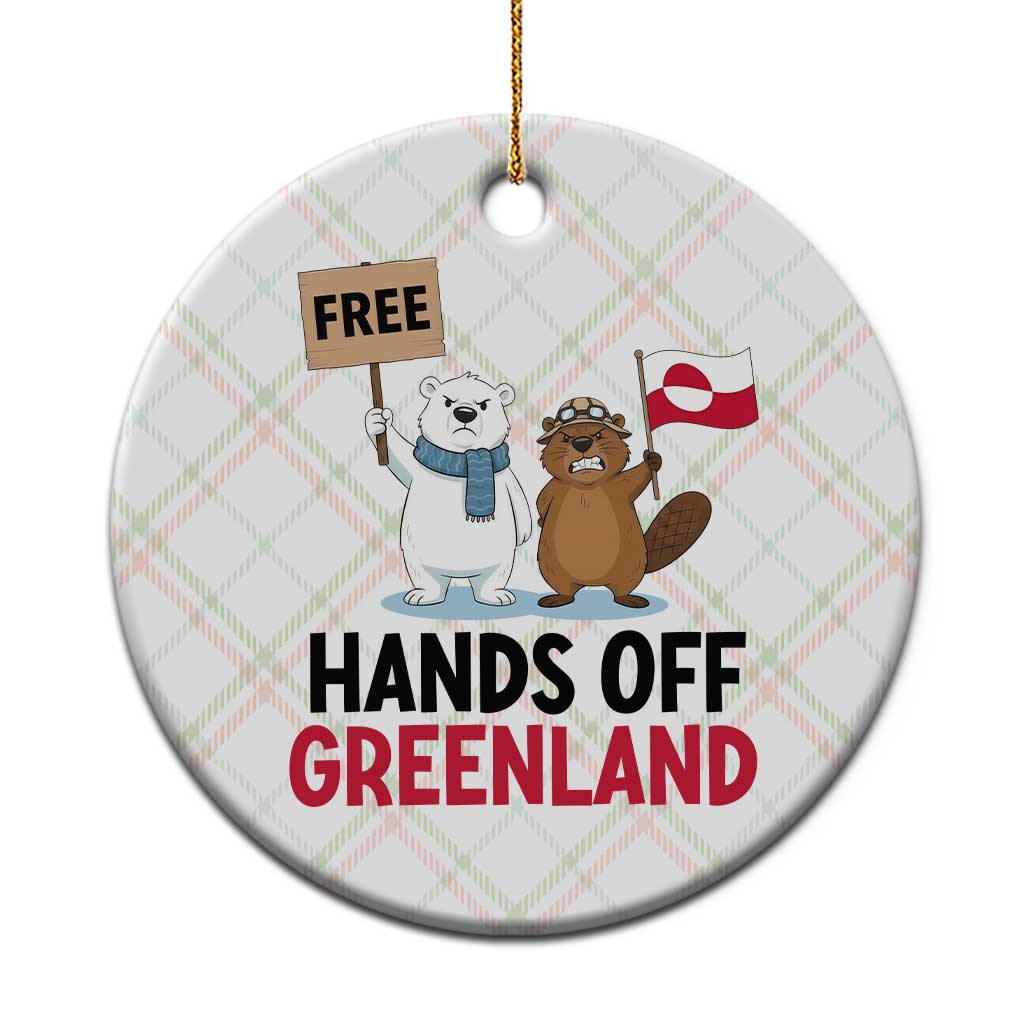 Funny Polar Bear Political Protest Ceramic Ornament Hands Off Greenland TS12 1pc Christmas Plaid Print Your Wear
