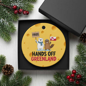 Funny Polar Bear Political Protest Ceramic Ornament Hands Off Greenland TS12 1pc Yellow Cheese Print Your Wear
