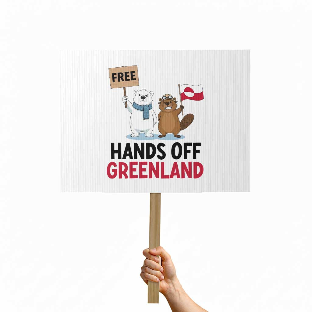 Funny Polar Bear Political Protest Protest Sign Hands Off Greenland TS12 Horizontal 18