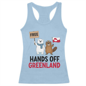 Funny Polar Bear Political Protest Racerback Tank Top Hands Off Greenland TS12 Light Blue Print Your Wear