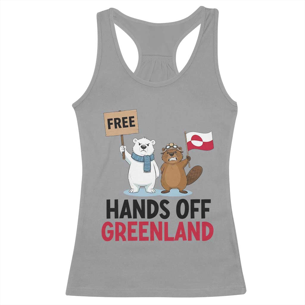 Funny Polar Bear Political Protest Racerback Tank Top Hands Off Greenland TS12 Sport Gray Print Your Wear