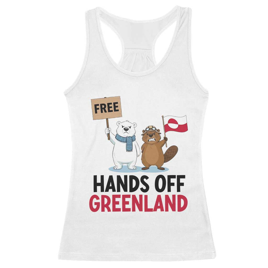 Funny Polar Bear Political Protest Racerback Tank Top Hands Off Greenland TS12 White Print Your Wear