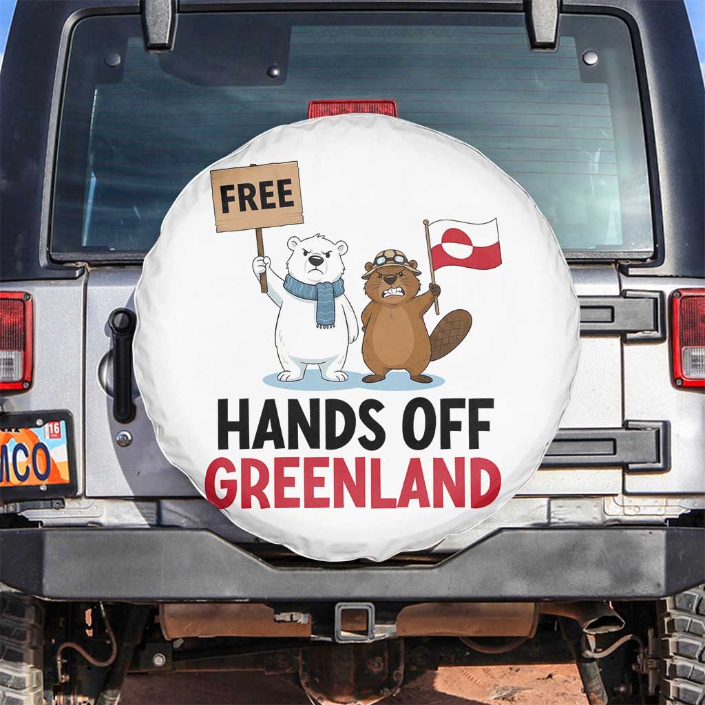 Funny Polar Bear Political Protest Spare Tire Cover Hands Off Greenland TS12 No hole White Print Your Wear