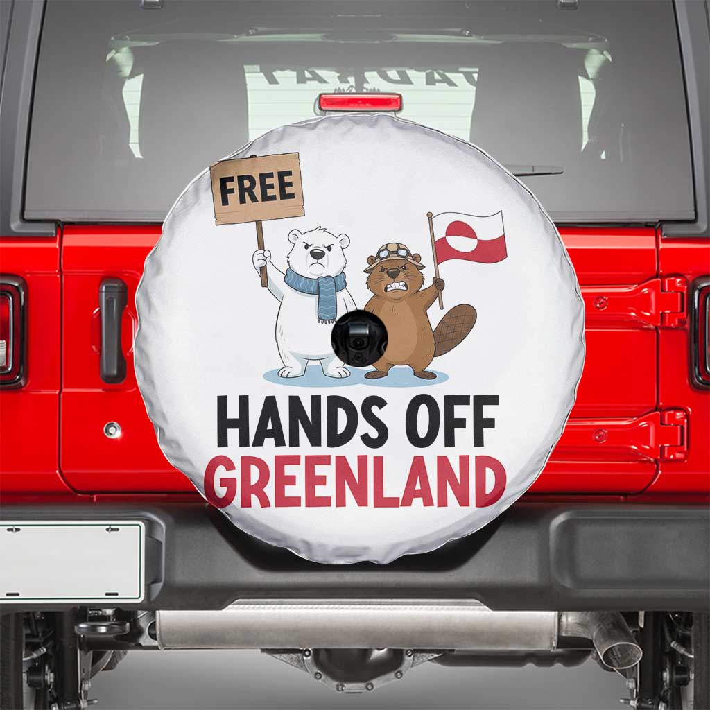 Funny Polar Bear Political Protest Spare Tire Cover Hands Off Greenland TS12 White Print Your Wear