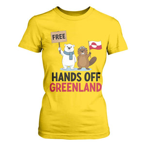 Funny Polar Bear Political Protest T Shirt For Women Hands Off Greenland TS12 Daisy Print Your Wear