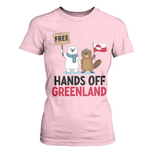 Funny Polar Bear Political Protest T Shirt For Women Hands Off Greenland TS12 Light Pink Print Your Wear