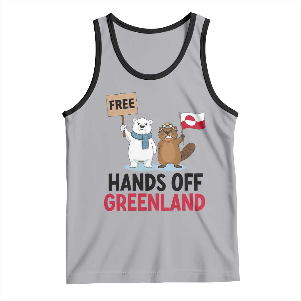Funny Polar Bear Political Protest Tank Top Hands Off Greenland TS12 Athletic Heather Black Print Your Wear