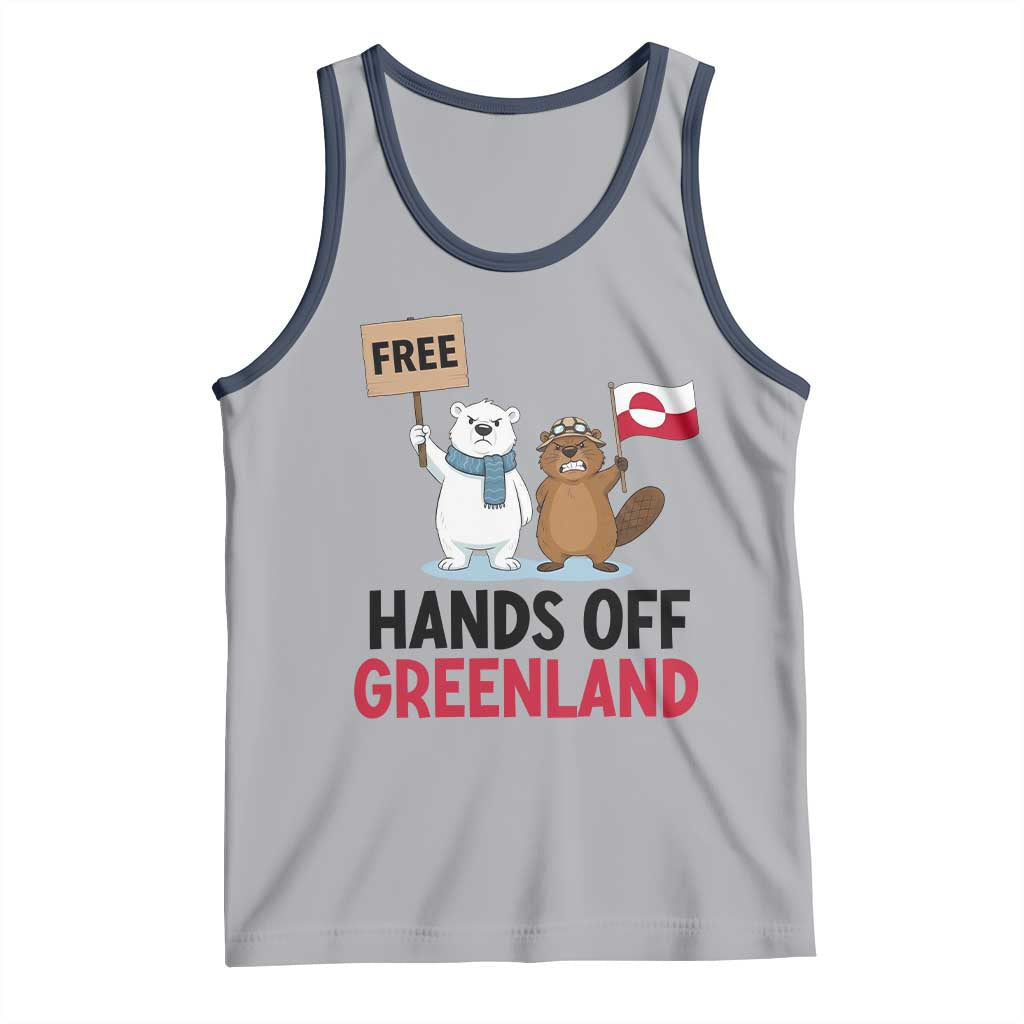 Funny Polar Bear Political Protest Tank Top Hands Off Greenland TS12 Athletic Heather Navy Print Your Wear