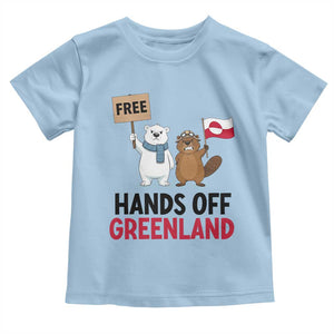 Funny Polar Bear Political Protest Toddler T Shirt Hands Off Greenland TS12 Light Blue Print Your Wear