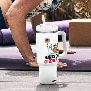 Funny Polar Bear Political Protest Tumbler With Handle Hands Off Greenland TS12 Print Your Wear